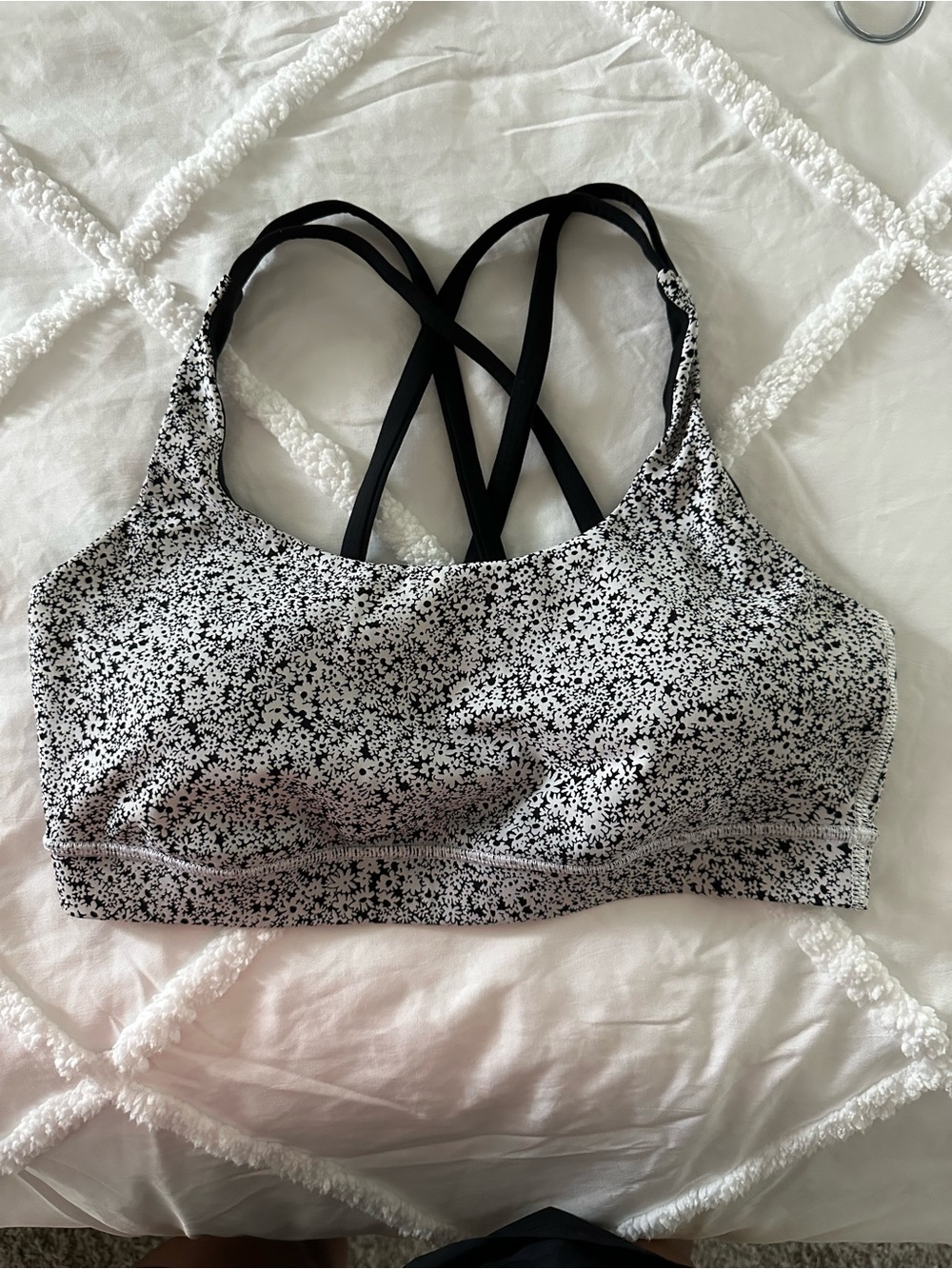 lululemon athletica Black & White Floral Crisscross Sports Bra